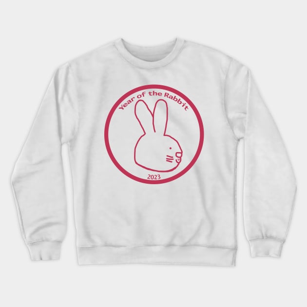 Viva Magenta 2023 Year of the Rabbit Crewneck Sweatshirt by ellenhenryart